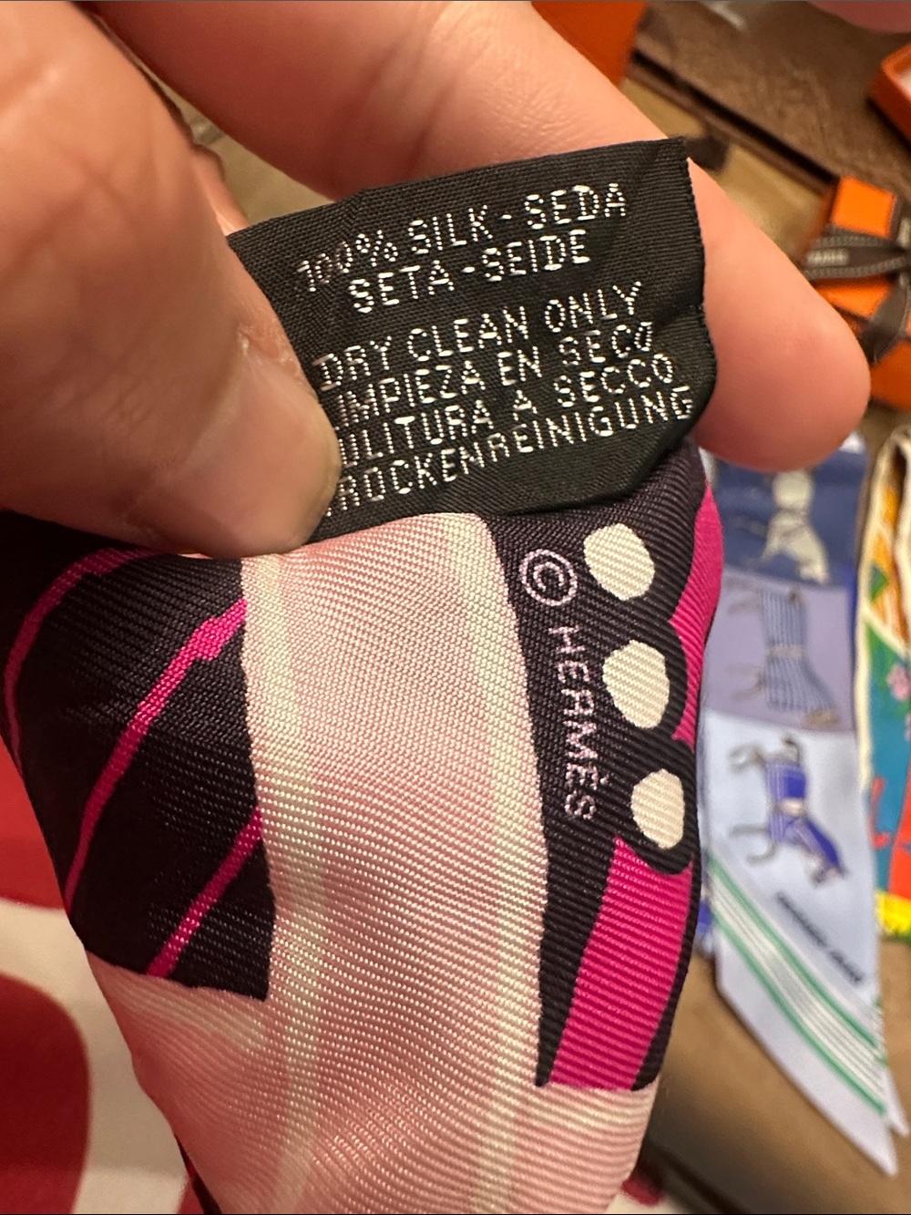 Hermès Pink & Purple Silk Twilly Scarf - Picture 10 of 11